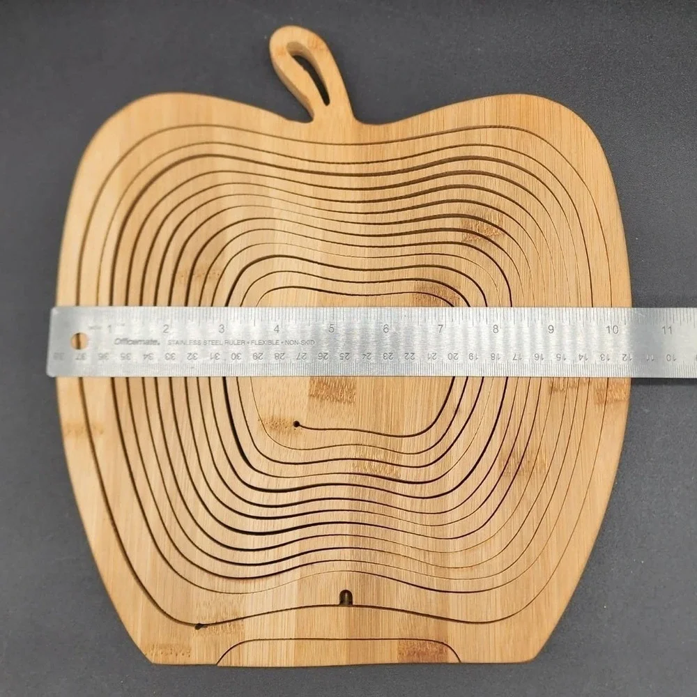 Bonnie & Pop Apple Collapsible Bamboo Fruit Basket Natural Wood‎ Large Decor